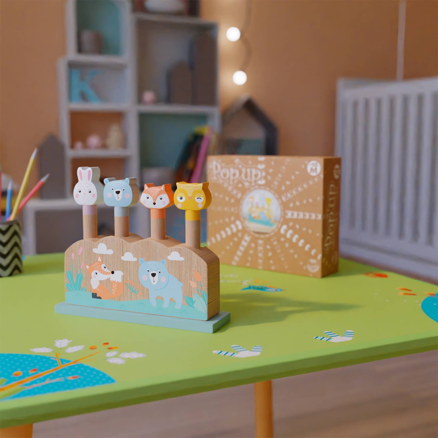 Ulysse Couleurs d'Enfance - Vendita all'ingrosso Giocattolo in legno - Bambini - Gioco di risveglio con animali a molla4