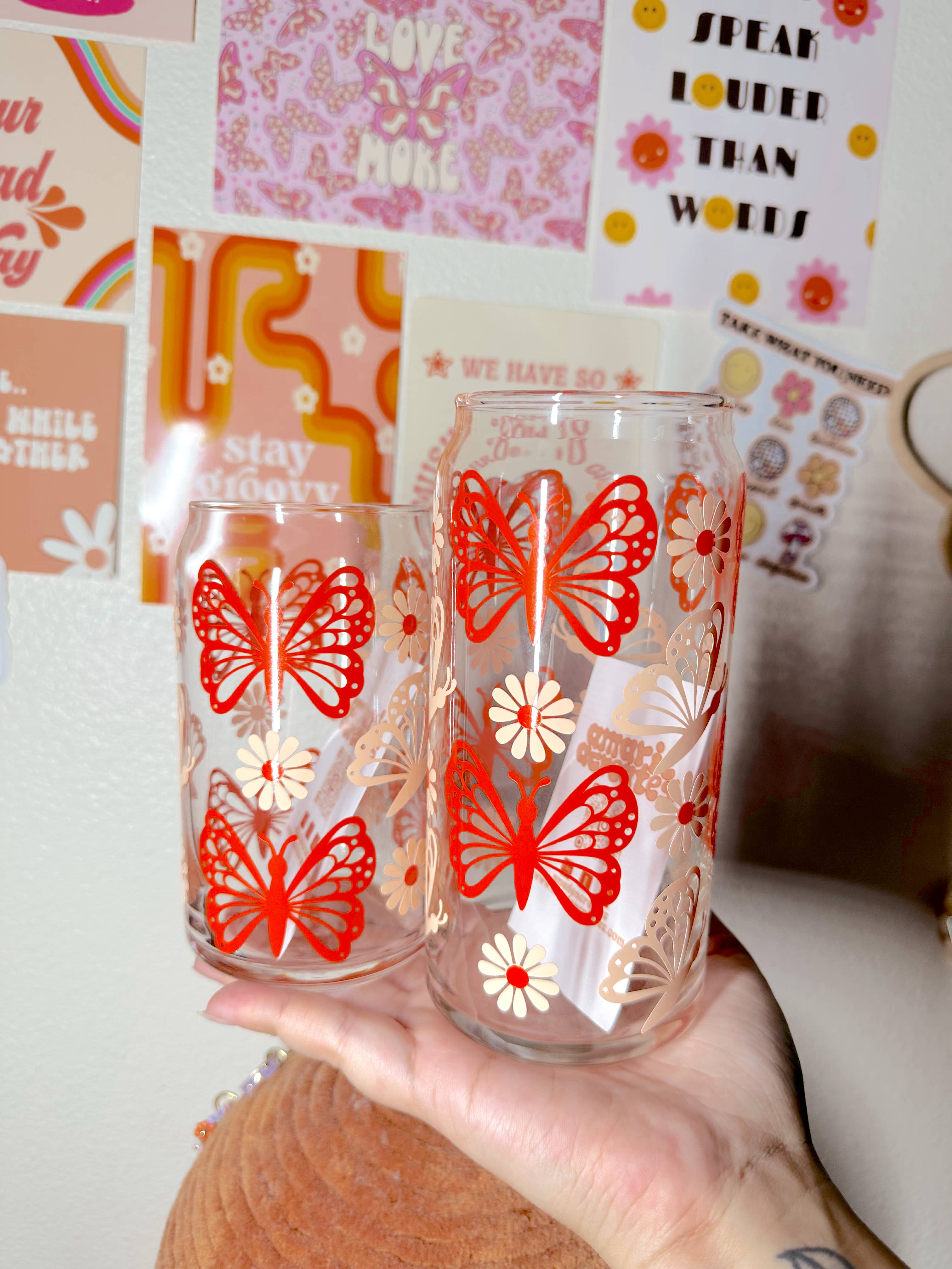 amarieacreates - Wholesale Drinking Glass/Cup - Butterfly Core Glass Cup1