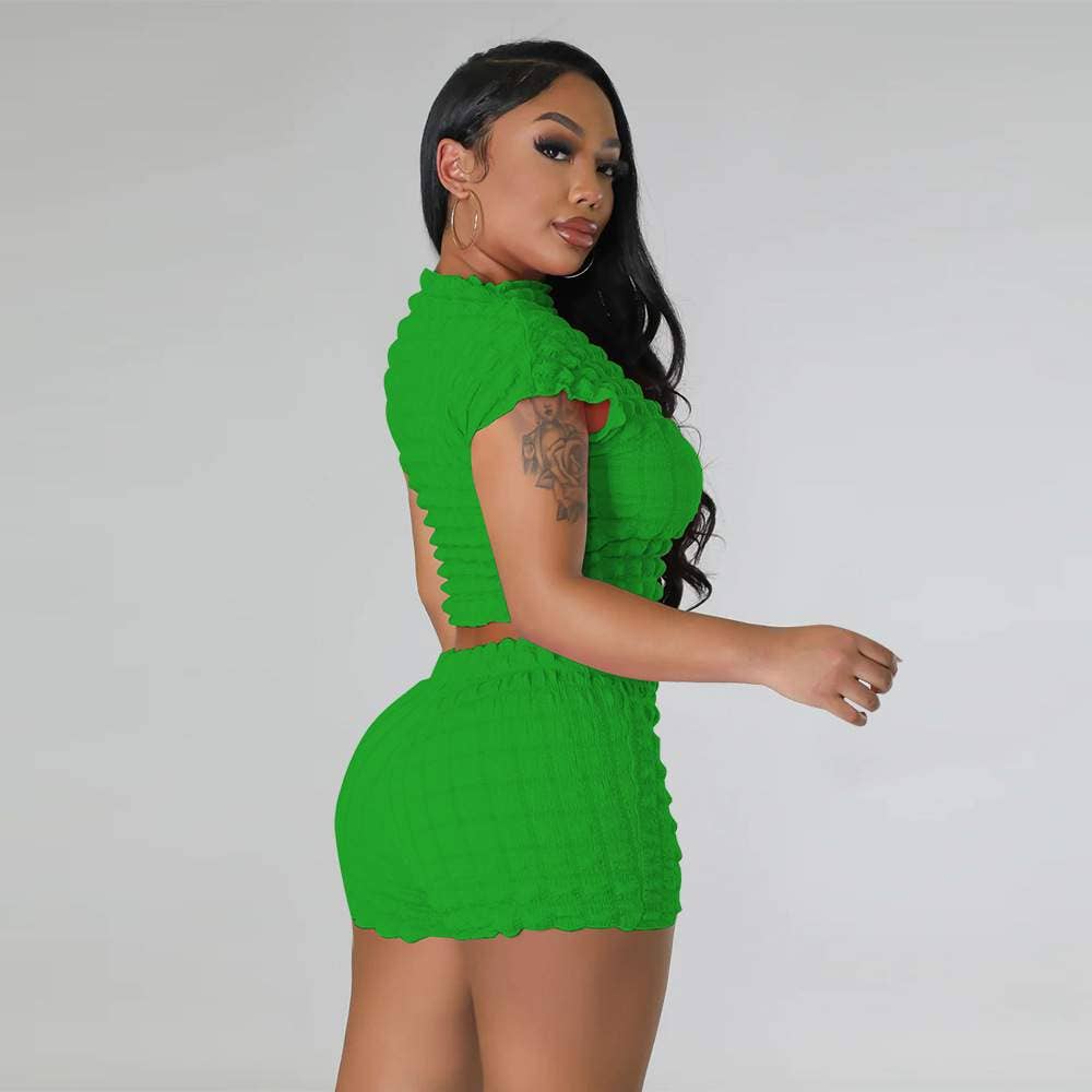 Fashion Combination – wholesale Top & skirt set – Women's – bubble set casual sleeve women sets14