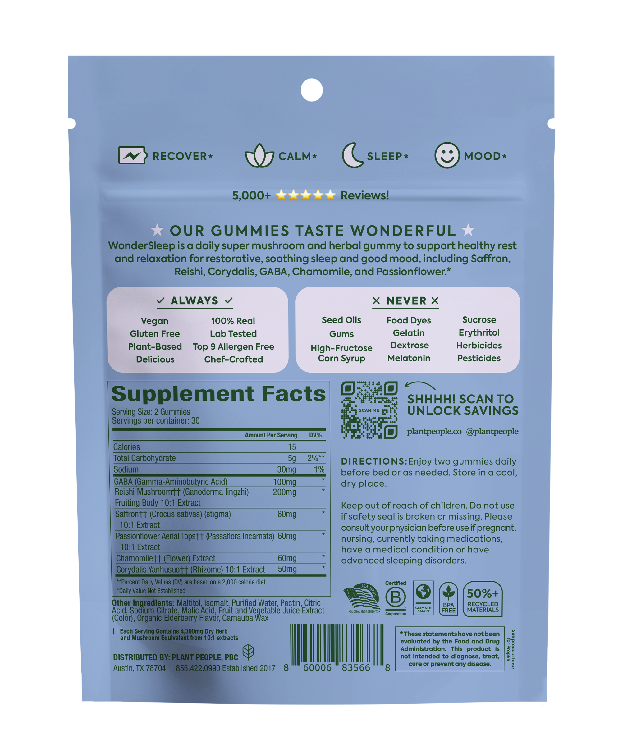 Plant People – Suplemento/vitamina oral por atacado – WonderSleep - Gomas Super Cogumelos3