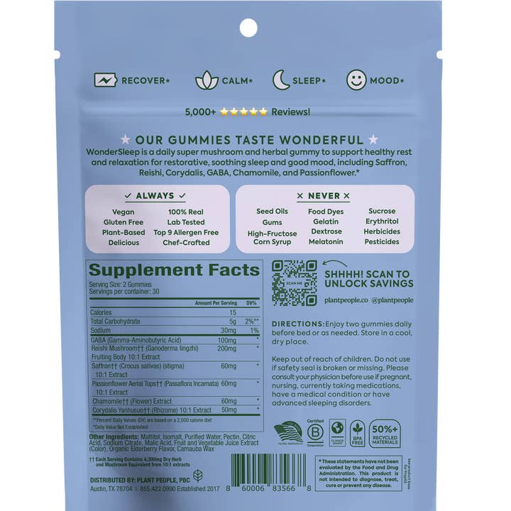 Plant People - Vendita all'ingrosso Vitamine/integratori orali - WonderSleep - Caramelle gommose Super Mushroom3