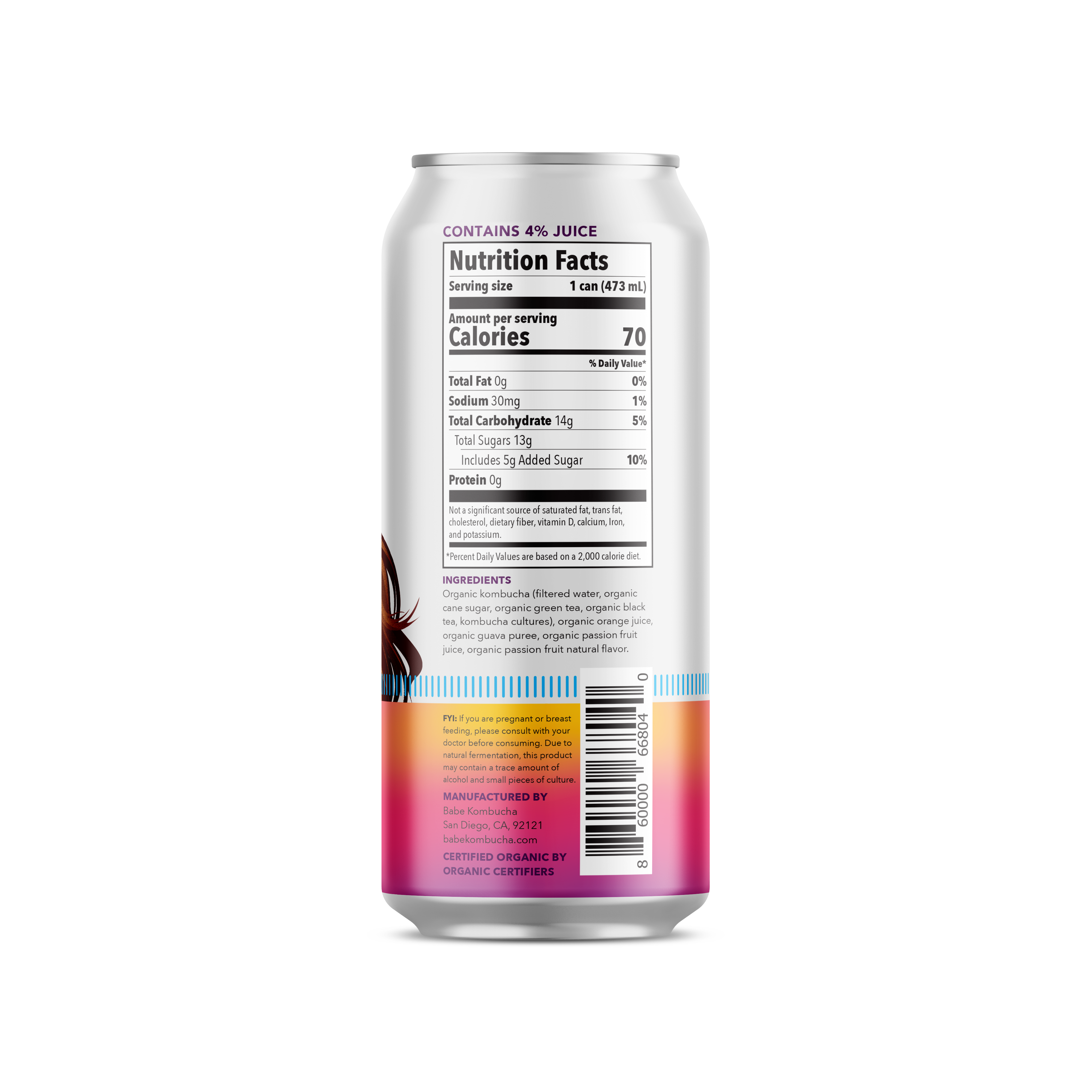 Babe Beverages - Wholesale Kombucha - Hawaiian POG Kombucha - (Passion Fruit, Guava) - 12 Pack1