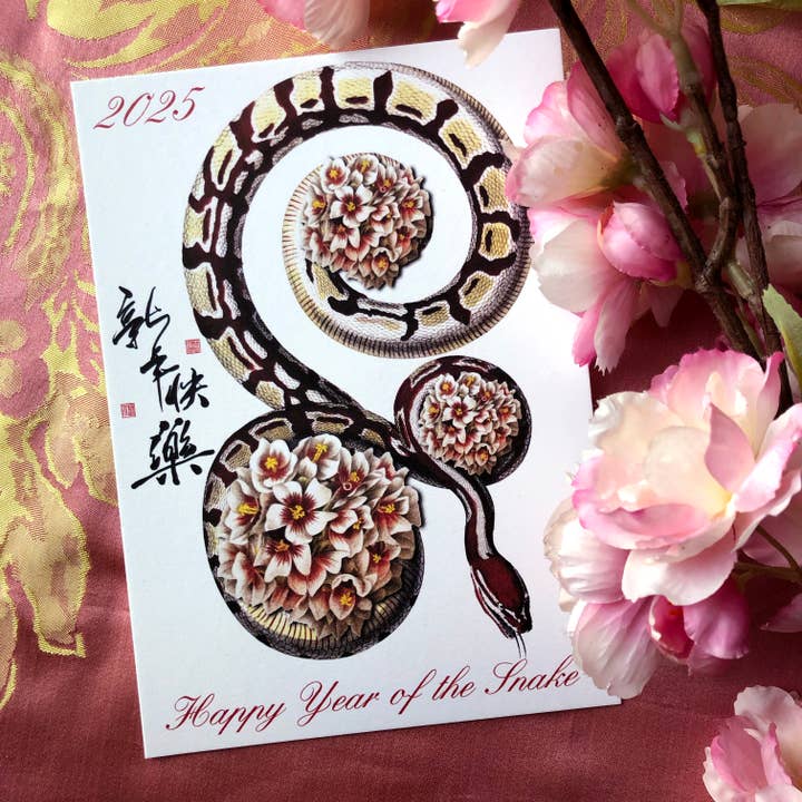 Ivory Tower Studios - Wholesale Feestdagenkaartje - Bloemenjaar van de Slang 5x7 Herinneringspaneelkaart2