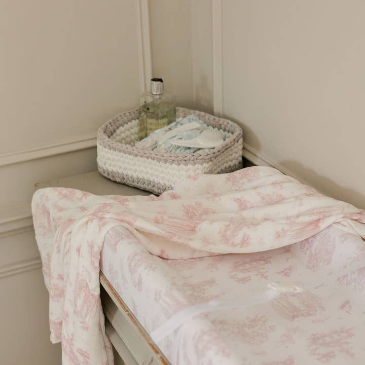 The Gilded Bird Ltd - Wholesale Changing Mat/Pad - Baby - Spring Toile Pink Wipeable Contour Change Pad