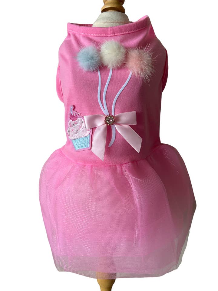 Cupcakes and Pompom Balloons Birthday Dog Dress for wholesale by Bark Fifth Avenue