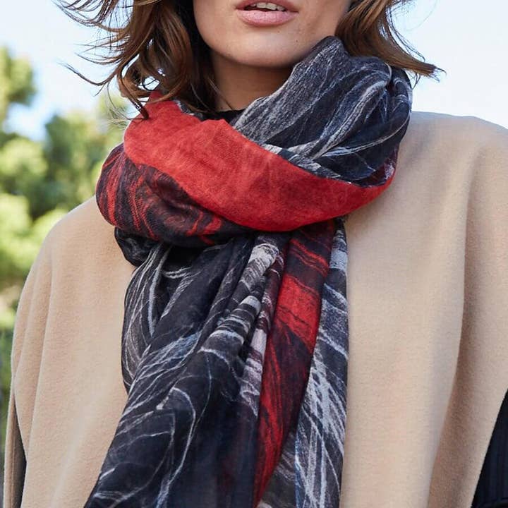 Bufanda de cachemir fina Warp Black Core para venta al por mayor de D/Luca Los Angeles