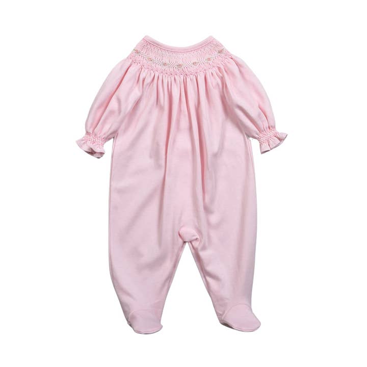 PAT-514 PATTY HAND SMOCKED PIMA BISHOP FOOTIE for wholesale by Baby Loren