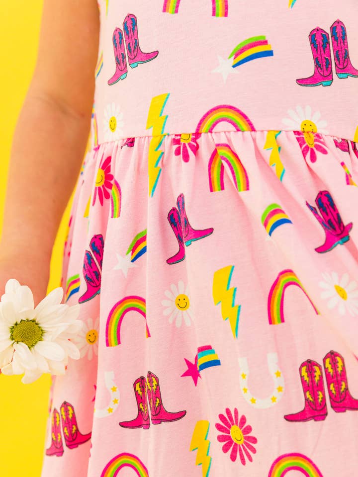 Pink Girls Cowgirl Cutie Knit Tie Shoulder Twirl Dress
for wholesale on Faire6