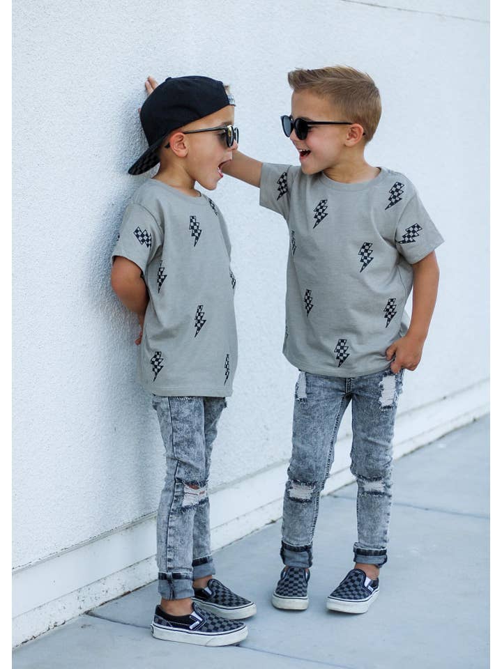 Holland Ave Clothing - Wholesale Screen Printed T-Shirt - Kids - Lightening Bolts | Boys Tee