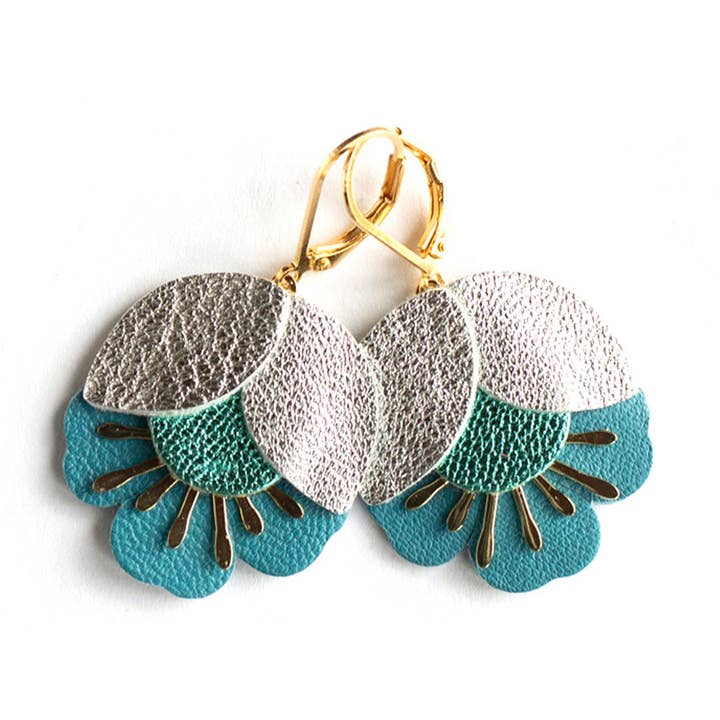 Kersenbloesem Oorbellen – Zilver, Turkoois, Blauwgroen voor wholesale door Chenoha Studio