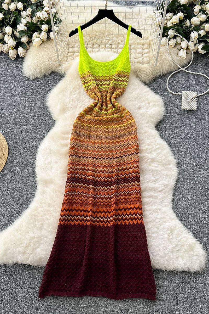 Mccolin - Venta al por mayor Vestido - Mujer - Vestido Maxi de Punto en Zigzag para Vacaciones2