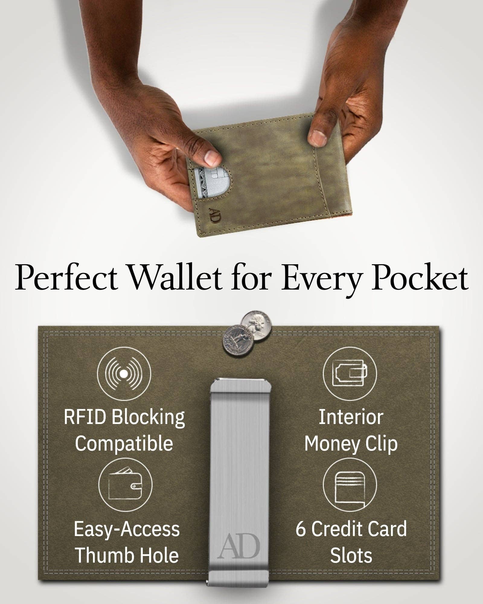 Access Denied Accessories - Wholesale Wallet - Men’s - Real Leather Wallets For Men Money Clip Bifold Wallet RFID45