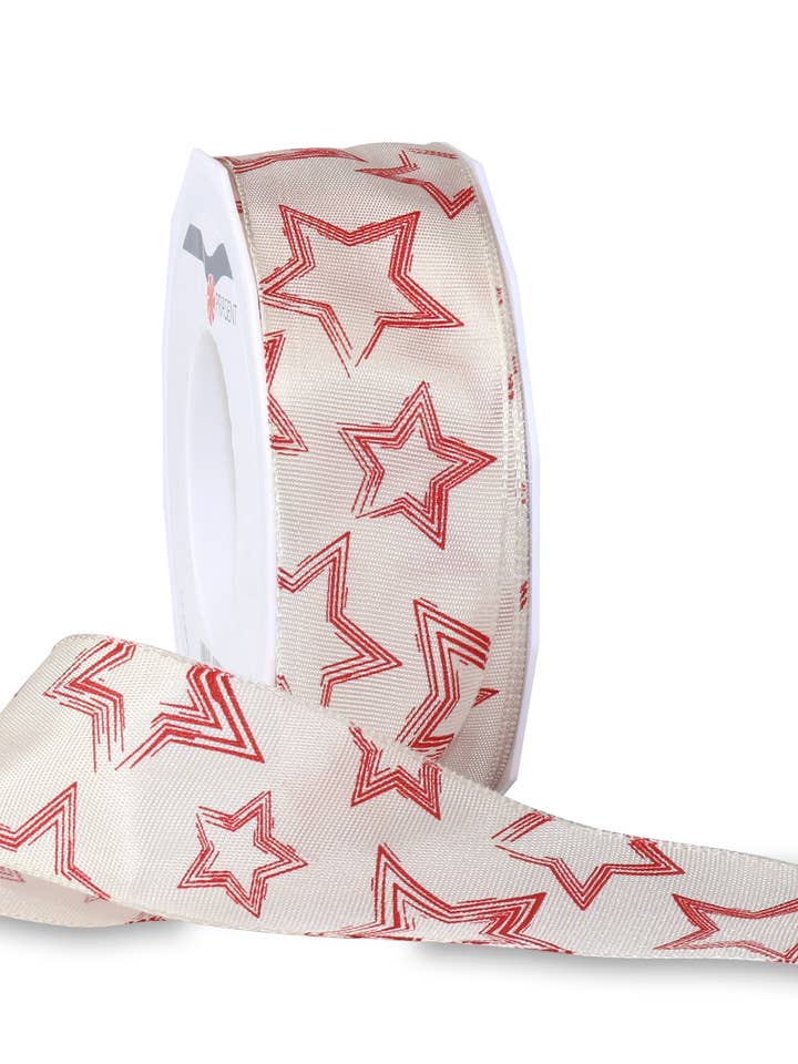 Ruban de soie Anchorage, rouleau de 20 m, 40 mm, crème/bordeaux pour la vente par C.E. PATTBERG GmbH & Co. KG