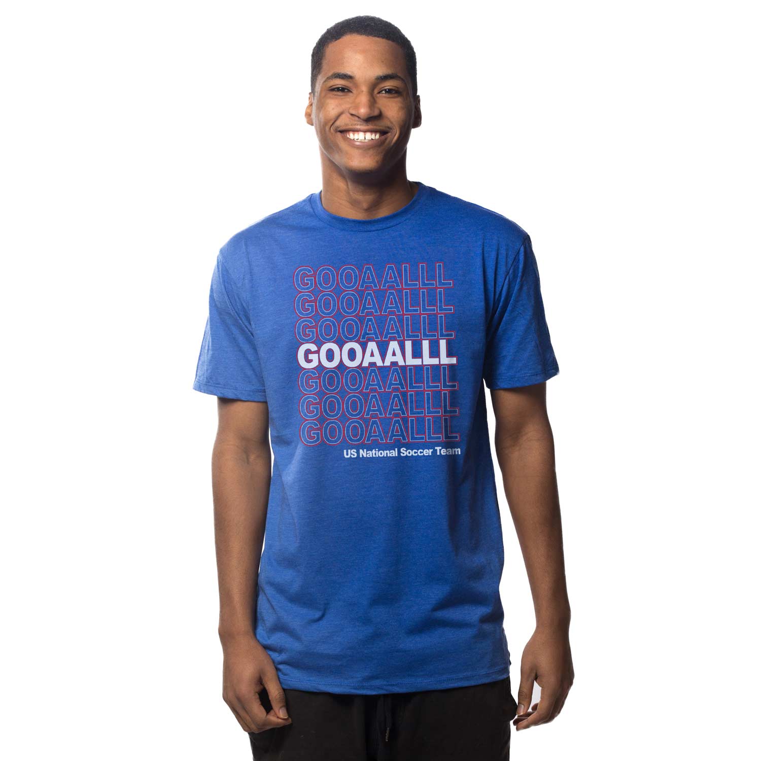 Royal US Soccer Gooaalll T-shirt for wholesale on Faire1