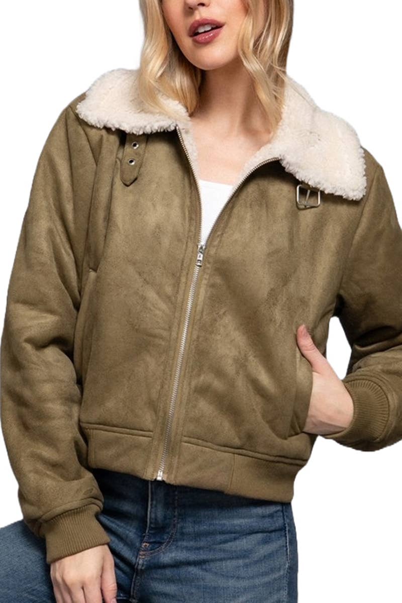 Vanilla Monkey - Wholesale Jacket - Women's - Faux Suede Inner Fur Zip up Jacket0