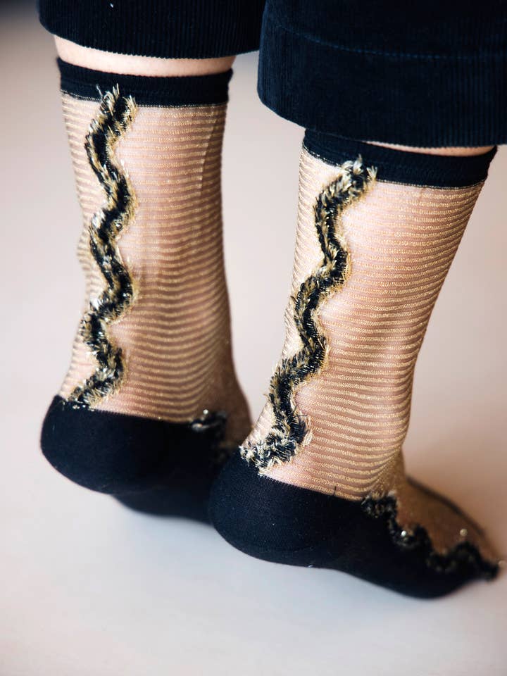 Atelier St Eustache - Wholesale Socks - Women's - GOLDEN FRINGE • Women's sheer fringe socks9
