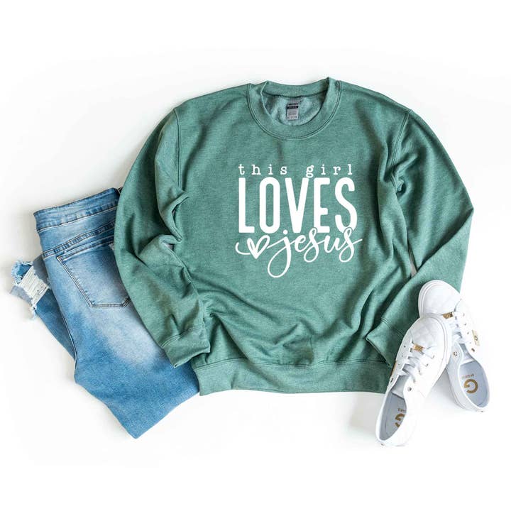 This Girl Loves Jesus | Sweatshirt for wholesale by Olive And Ivory Wholesale