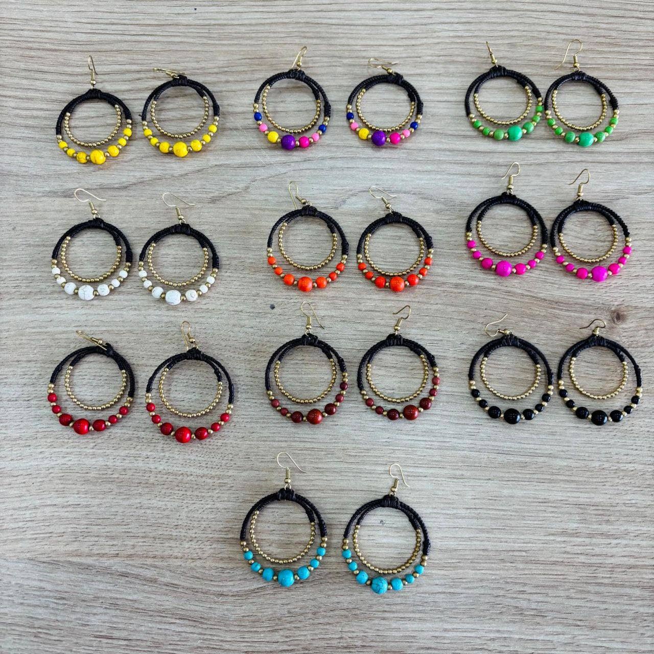 Hecho a mano - Wholesale Dangle Earrings - Round macrame earrings0