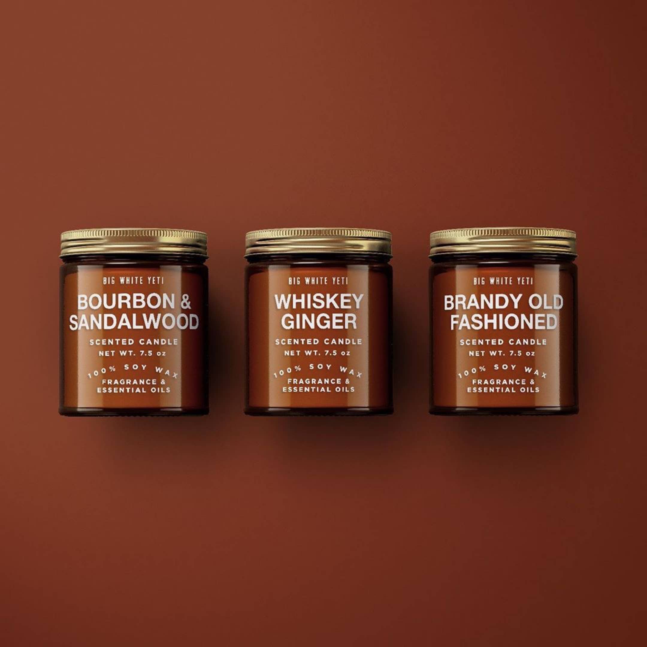 Big White Yeti - Wholesale Jar/Filled Candle - Brandy Old Fashioned Soy Candle- 8oz Amber Jar2