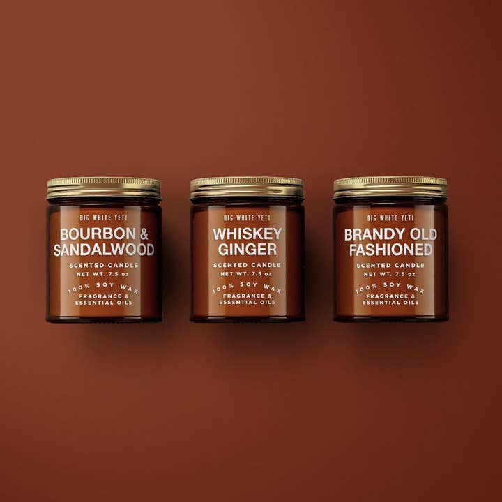 Big White Yeti - Wholesale Jar/Filled Candle - Brandy Old Fashioned Soy Candle- 8oz Amber Jar2