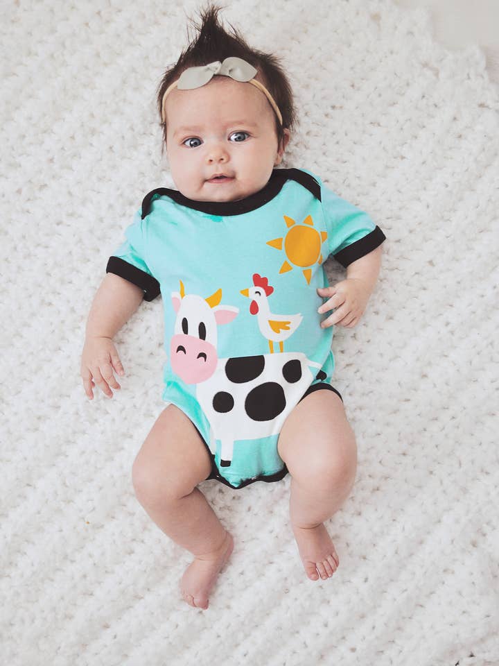 Doodle Pants – wholesale Bodysuit (non-footed) – Baby – Cow Bodysuit - Western Toddler and Baby Clothing4