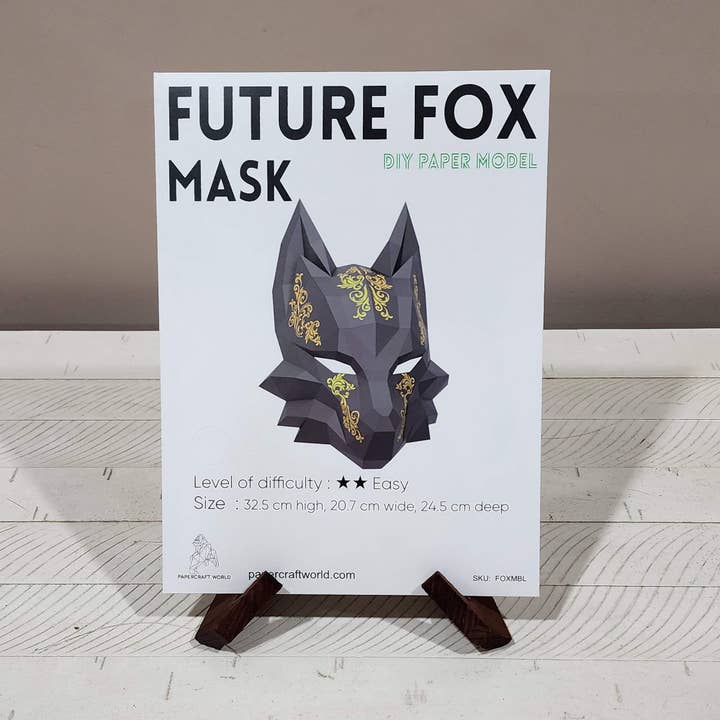 PAPERCRAFT WORLD - Wholesale DIY Craft Kit - 3D PaperCraft Futuristic Fox Origami Mask - Black16