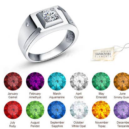 Anello da uomo con cristallo Swarovski per la vendita all'ingrosso da parte di Glimmering Handmade