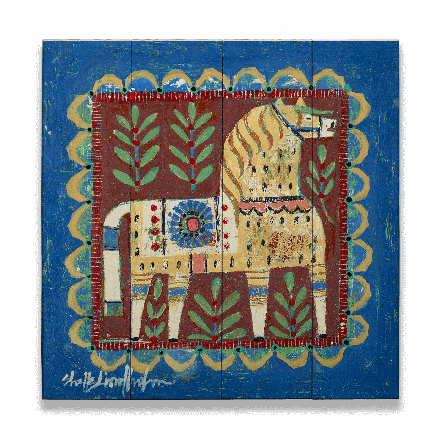 Old Wood Signs - Wholesale Art Print - Cream Dala Horse - Wood & Metal Wall Art1