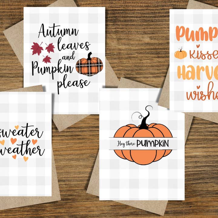 Set of Fall Greeting Cards/Stationery, Happy Fall, Thank You notecards, Fall Favorites for wholesale by CreativebyKelsey