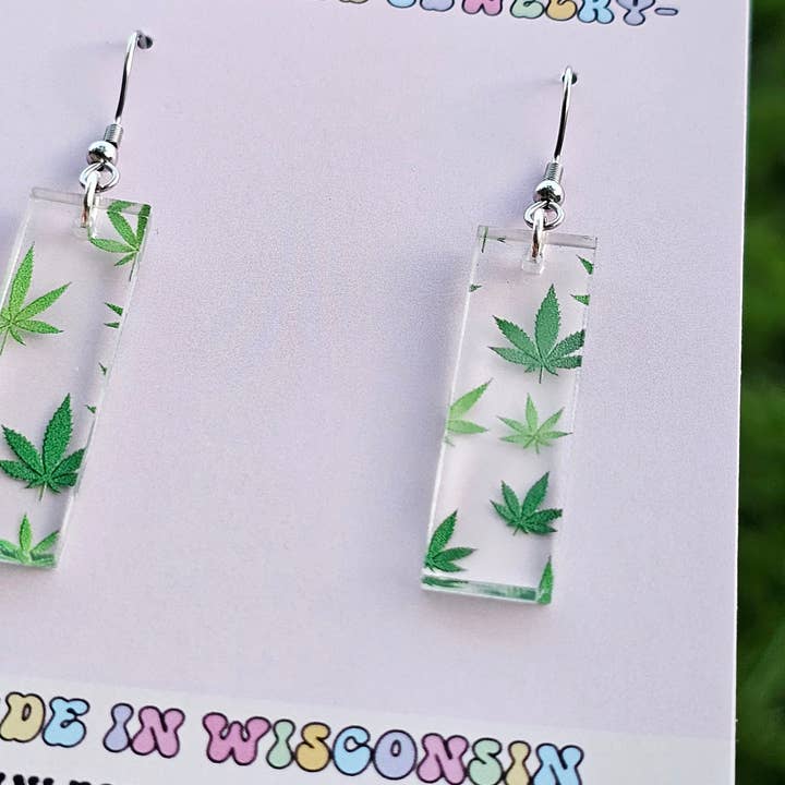Jedi Woods LLC - Vente Boucles d'oreilles pendantes - Boucles d’oreilles feuille de marijuana3