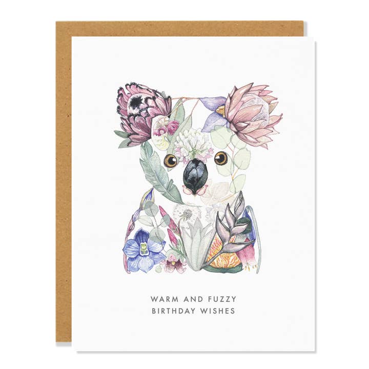 Carte de vœux d'anniversaire Koala pour la vente par Sarah Voyer Paper