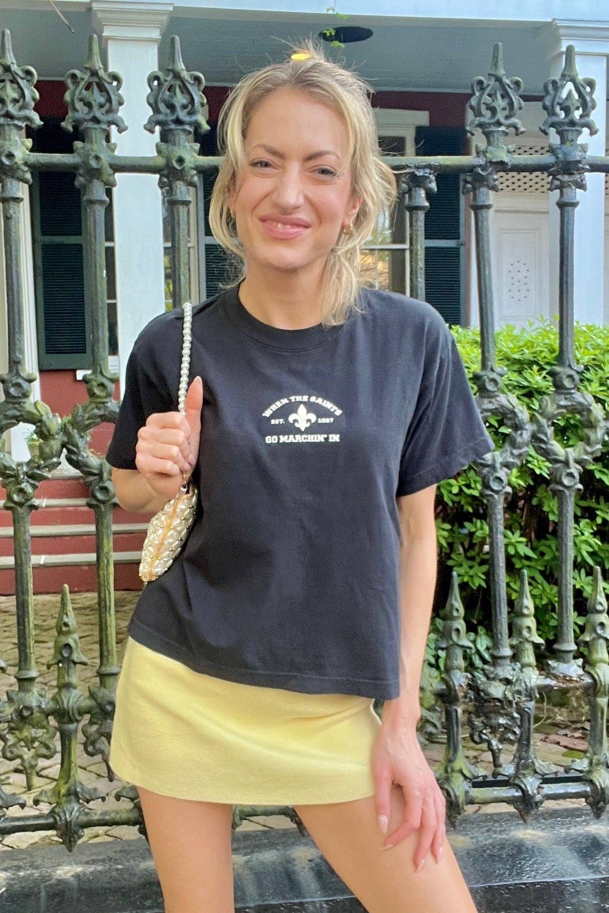 Black and Gold When the Saints Go Marchin' In Boxy Tee for wholesale on Faire2