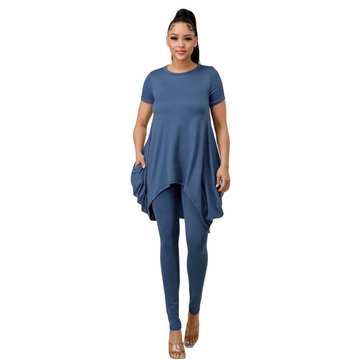 To Star - Wholesale Lounge Set - Women's - 2PC Oversized Tee and Long Leggings Set w Pockets 2