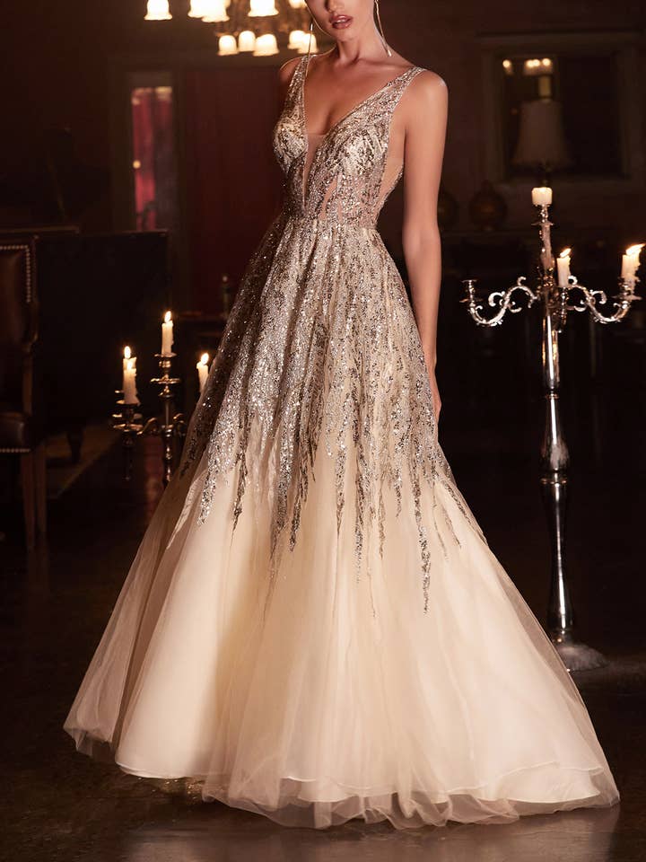 Ladivine by Cinderella Divine - Wholesale Gown - Women's - OMBRE SHIMMER BALL GOWN