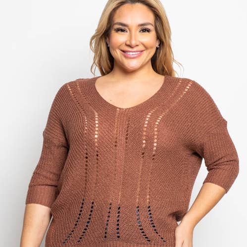 PLUS STØRRELSE TRE KVART ÆRME SWEATER for engroshandel hos Curve Market