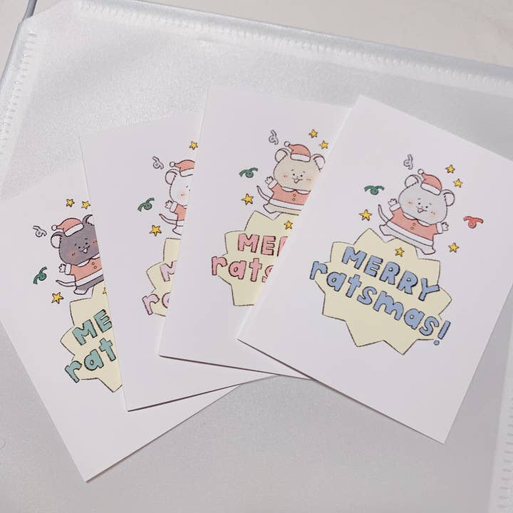 "Merry Ratsmas" Rats Christmas Card for wholesale by Katco Studio
