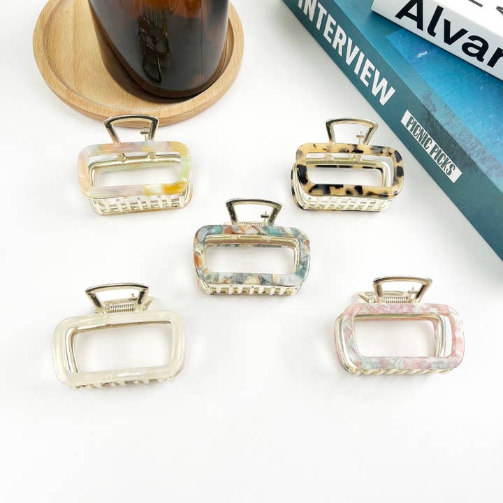Firkantet acetatmetalklip Farverigt hårklip for engroshandel hos TheDivaSoap