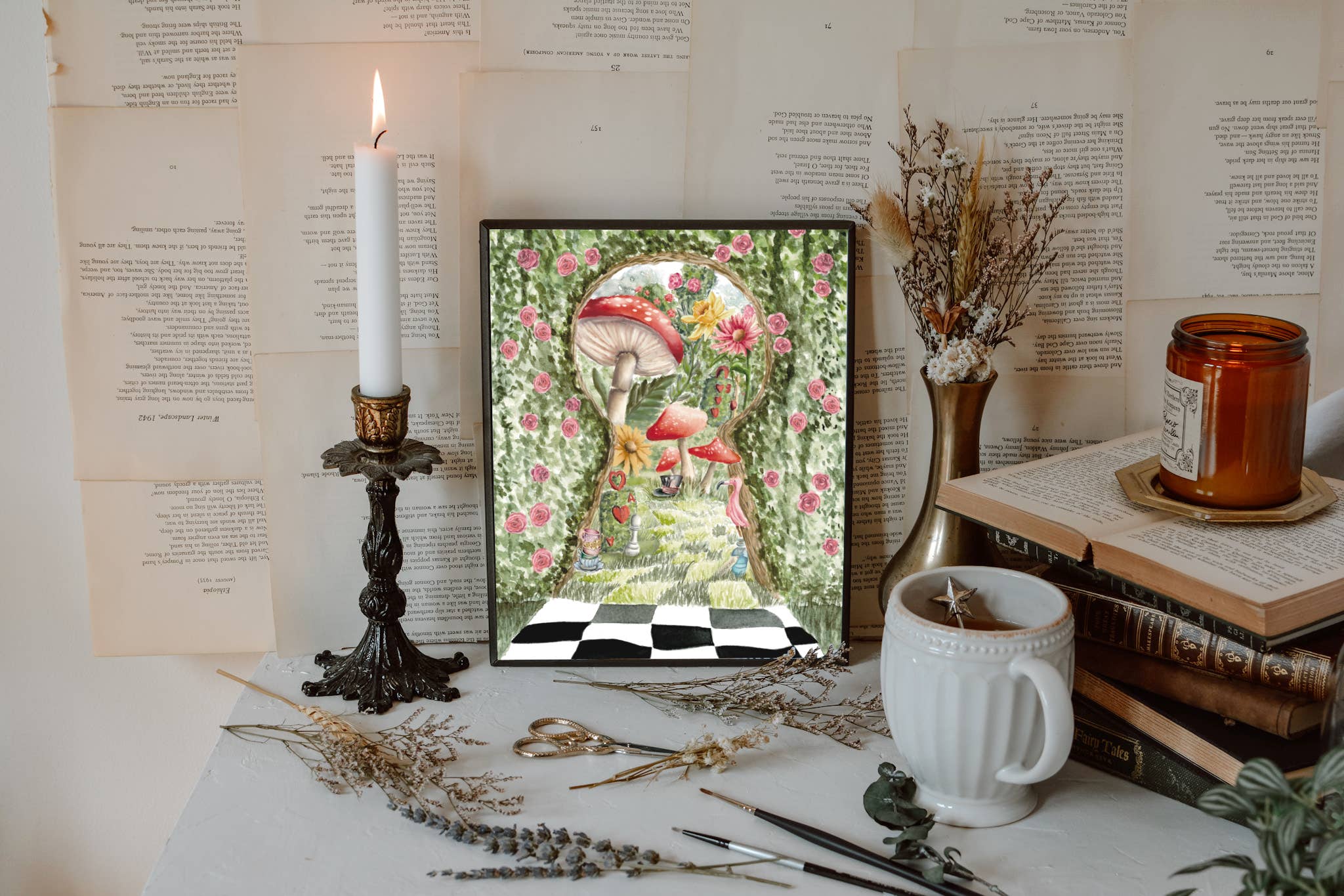 Fox and Wild - Wholesale Art Print - Alice in Wonderland Rosebush Print3