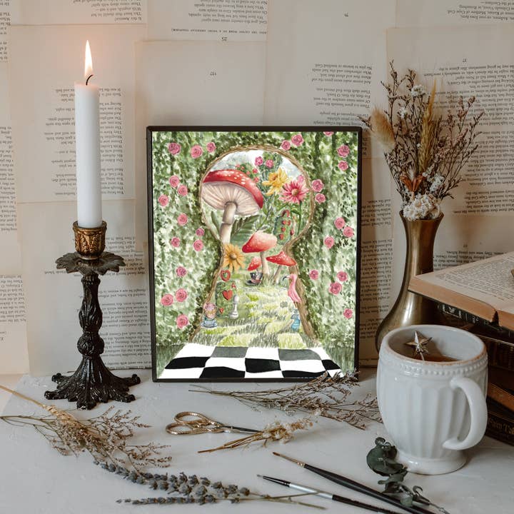 Fox and Wild - Wholesale Art Print - Alice in Wonderland Rosebush Print3