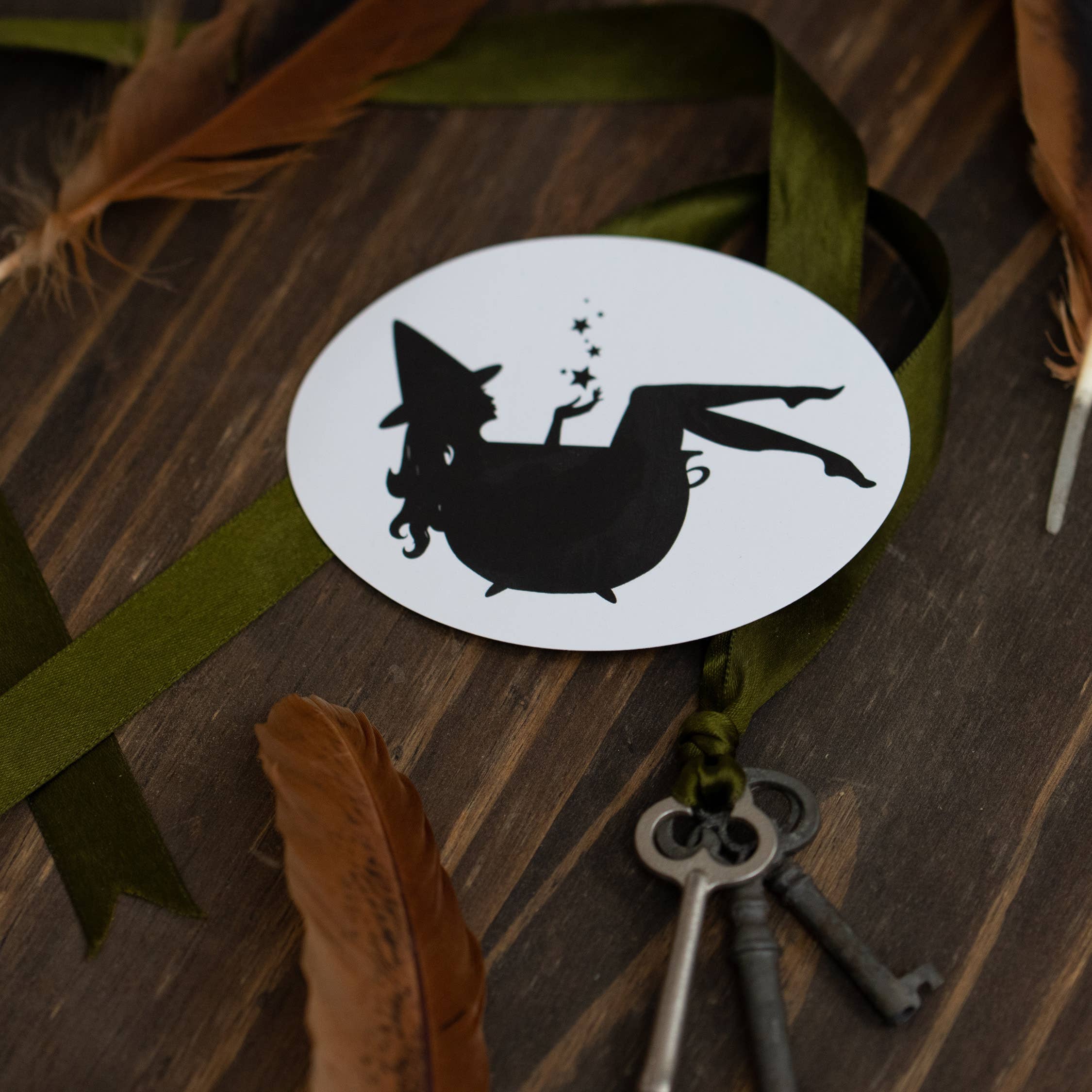 Taming the Tangle - Wholesale Sticker - In The Cauldron oval sticker, witch sticker3