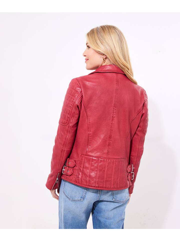 Joe Browns – wholesale Leather jacket – Women′s – Ruby Leather Collared Biker Jacket3
