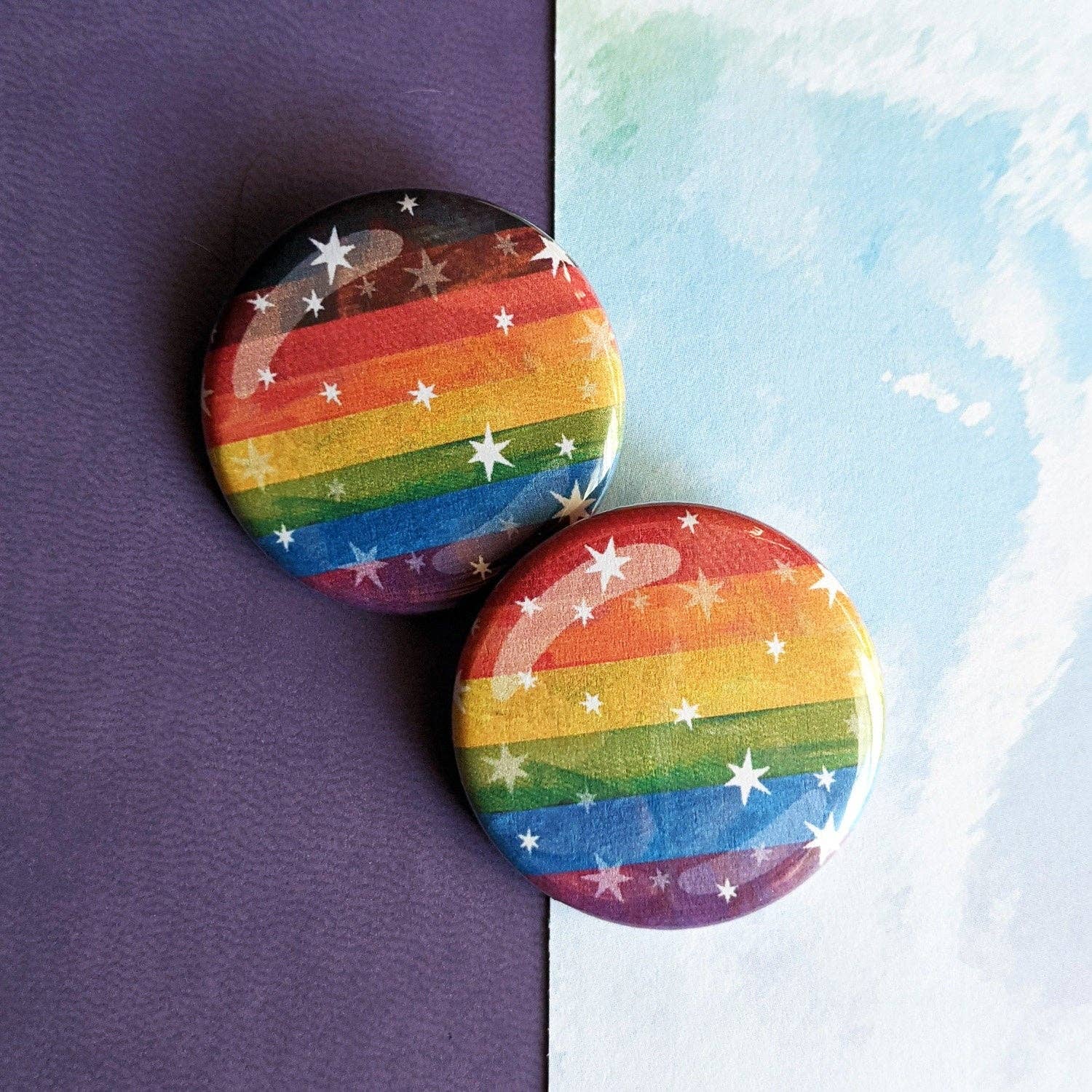 Schlady - Wholesale Lapel Pin/Button - Starry Rainbow Pride Flag - Button Pin1