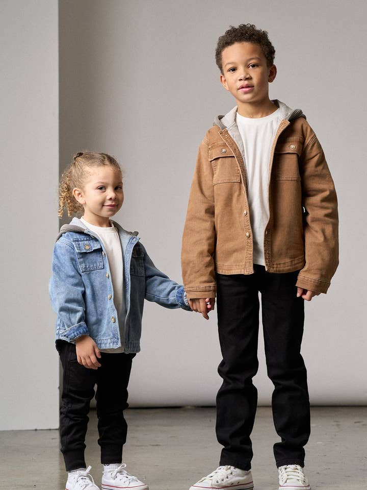 Little Bipsy - Wholesale Shirt Jacket/Shacket - Kids - Hooded Denim Shacket - Camel