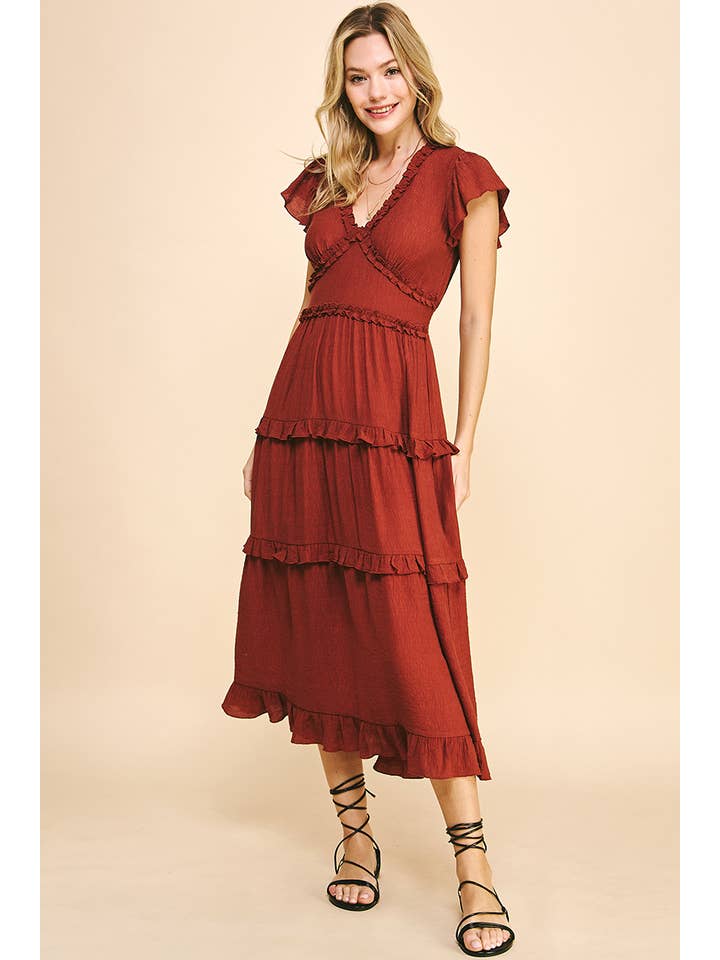 PINCH - Wholesale Dress - Women's - RUFFLED TEA LENGTH DRESS - 3597D19