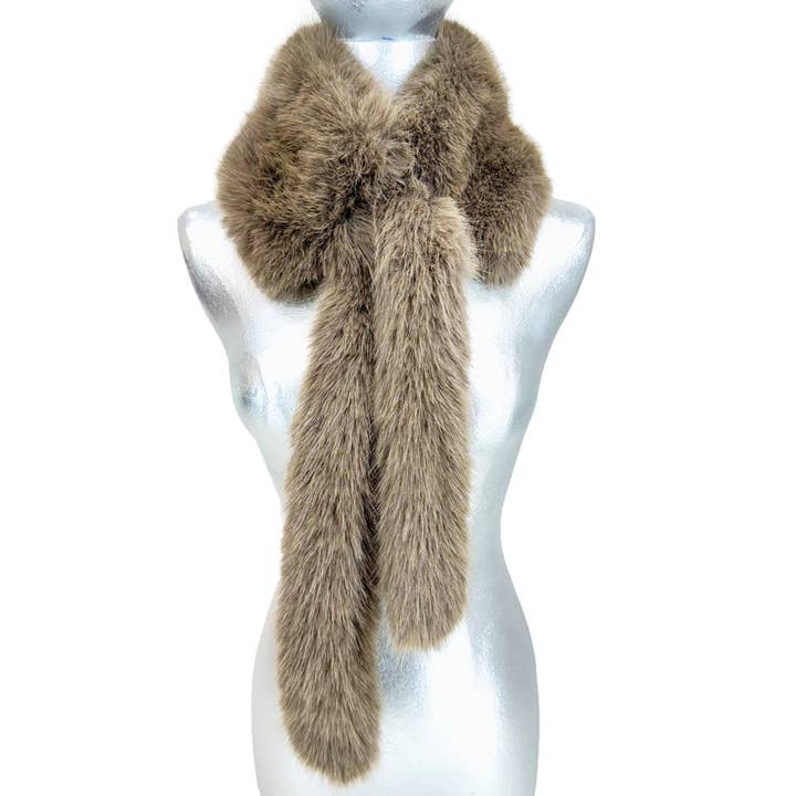 Jacqueline Kent - Wholesale Scarf - Women's - FAUX FUR FANTASY - FUR STOLE BROWN