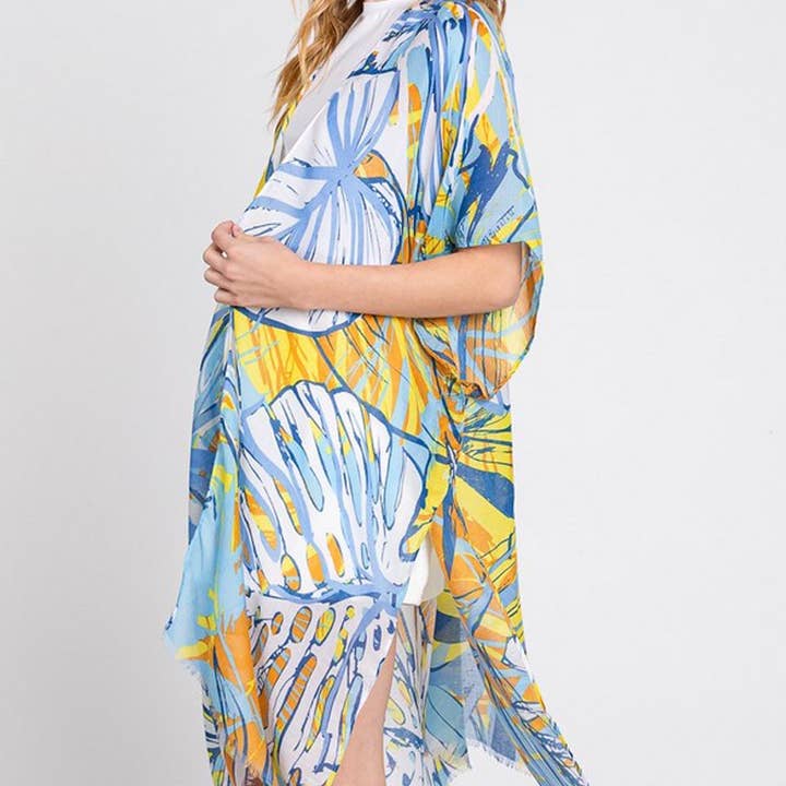 QUIMONO DE FOLHAS TROPICAIS DESENHADAS À MÃO por atacado de 3AM BY H&D ACCESSORIES