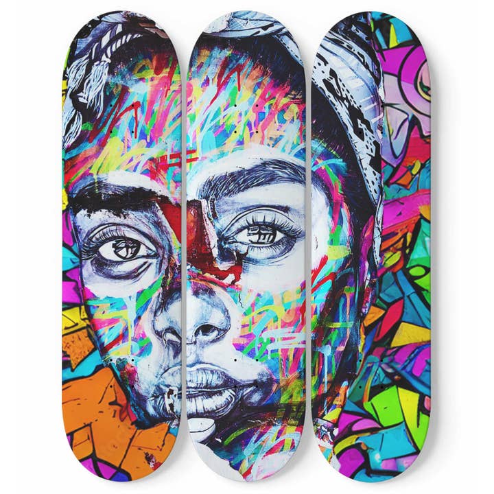 Beautiful Girls Graffiti Street Pop Art Skateboard Print For Living Room And Bedroom Wall Hanging Decor for wholesale by SkateboardArtsy