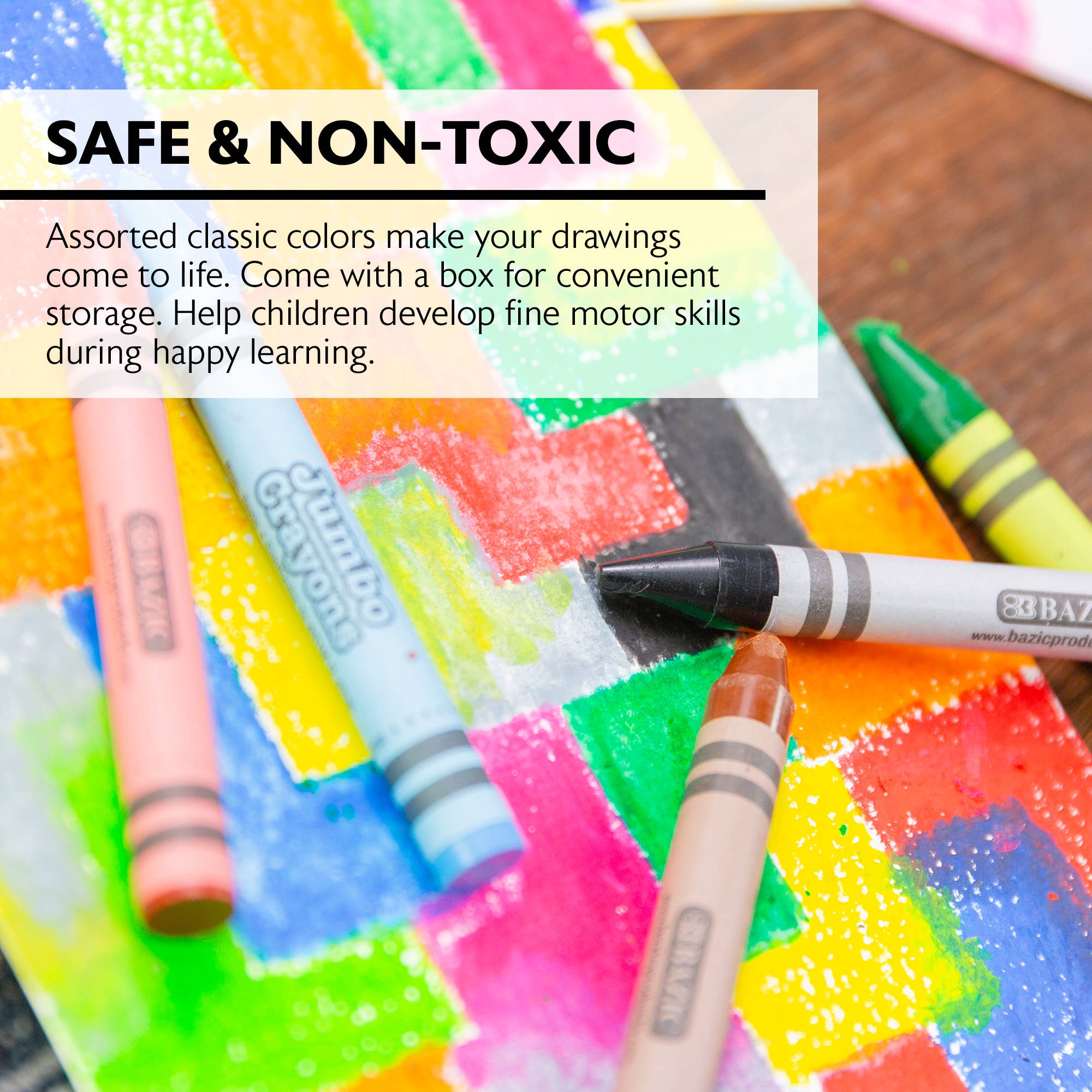 BAZIC Products - Wholesale Crayons - Kids & Baby - Premium Jumbo Crayons 12 Color4