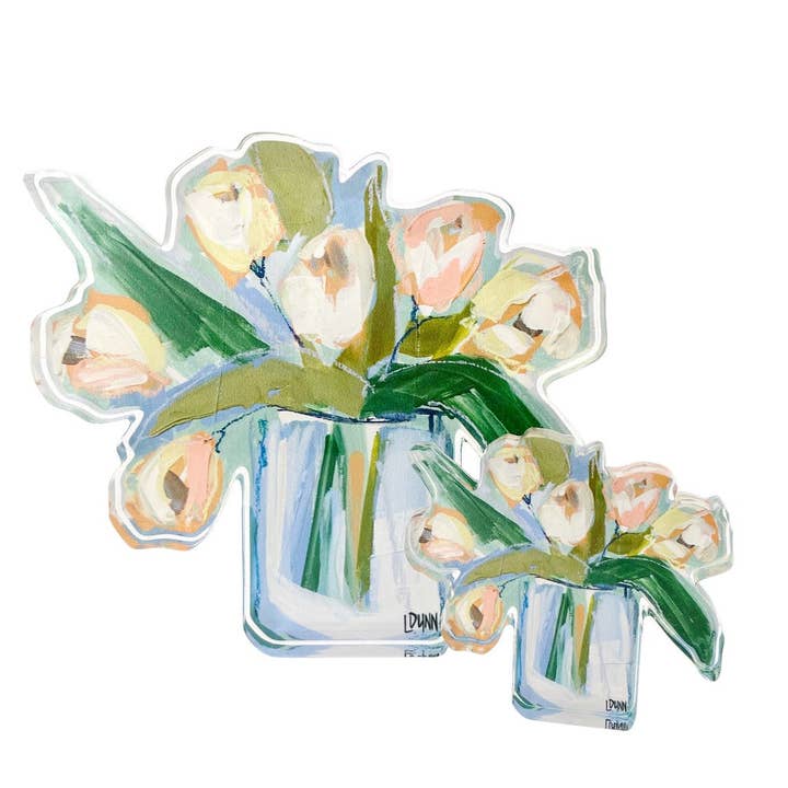 White Tulips Acrylic Bloom Block BITTY for wholesale by Lauren Dunn