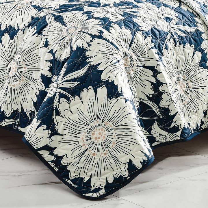 Linen Mart - Wholesale Bedding set - White Flower Quilt Set4